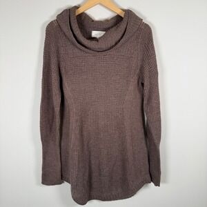 Angel Of The North Cowl Neck Fitted Pullover Crochet Knit Tunic Sweater Small